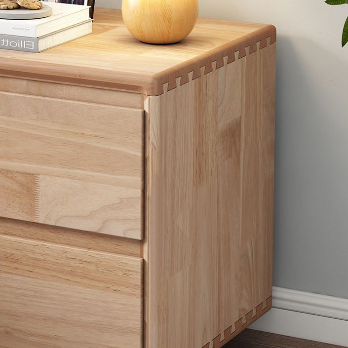Mesita de noche cuadrada minimalista moderna de madera maciza con 2 cajones para dormitorio 