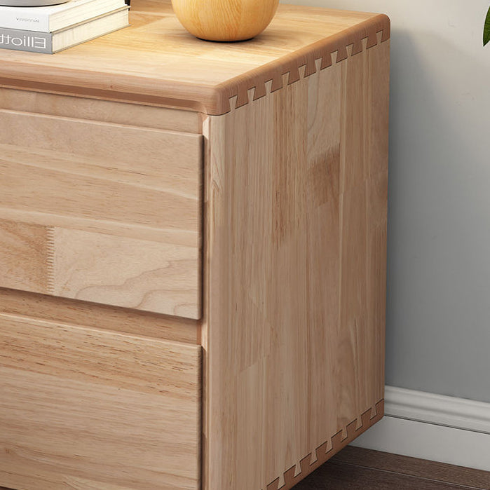 Mesita de noche cuadrada minimalista moderna de madera maciza con 2 cajones para dormitorio 