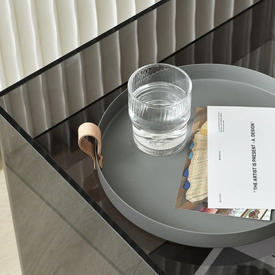 Contemporary Scandinavian Acrylic Square Nightstand 2-Tier For Bedroom