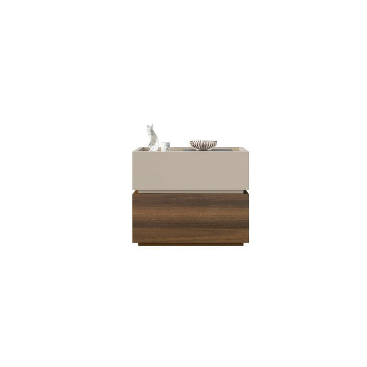 Table de chevet carrée en bois massif minimaliste moderne à 2 tiroirs pour chambre et salon 
