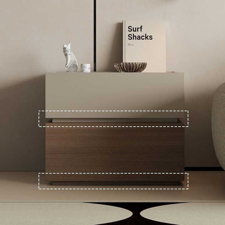 Table de chevet carrée en bois massif minimaliste moderne à 2 tiroirs pour chambre et salon 