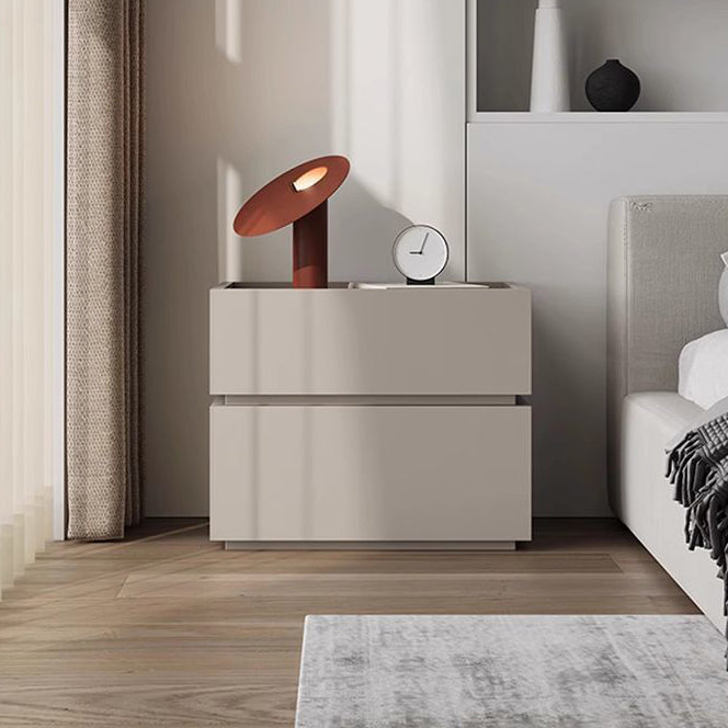 Table de chevet carrée en bois massif minimaliste moderne à 2 tiroirs pour chambre et salon 