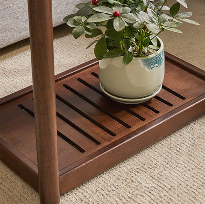 Modern Minimalist Solid Wood Rectangular End Table 2-Tiers For Living Room