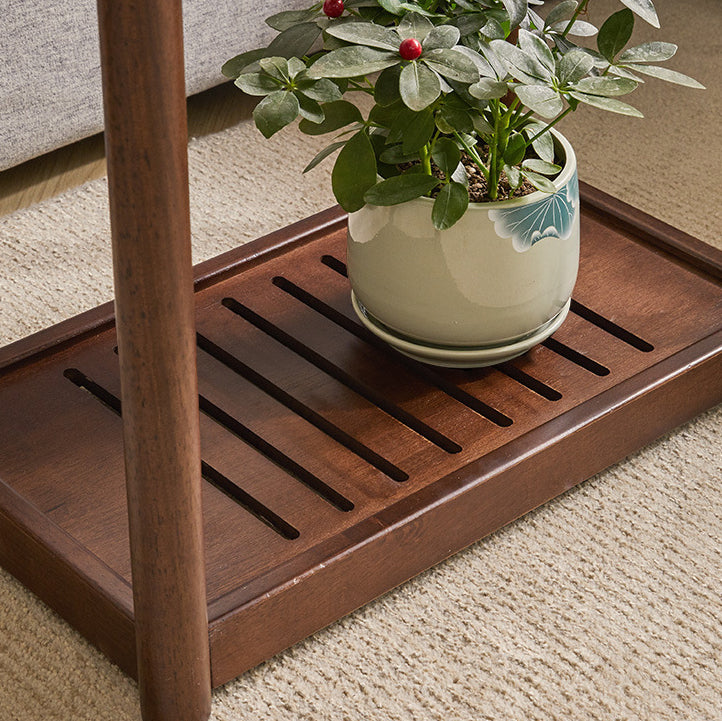 Modern Minimalist Solid Wood Rectangular End Table 2-Tiers For Living Room