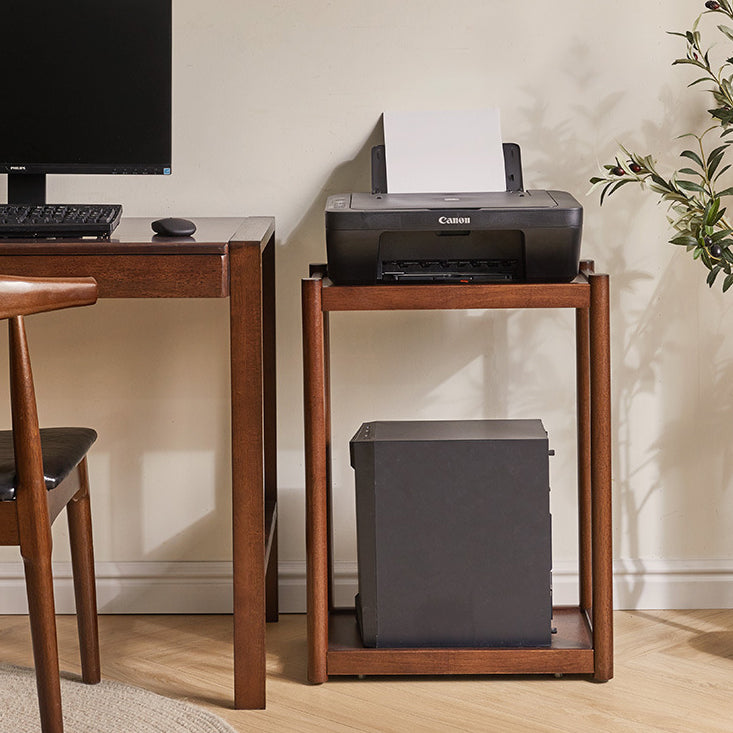 Modern Minimalist Solid Wood Rectangular End Table 2-Tiers For Living Room