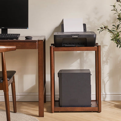 Modern Minimalist Solid Wood Rectangular End Table 2-Tiers For Living Room