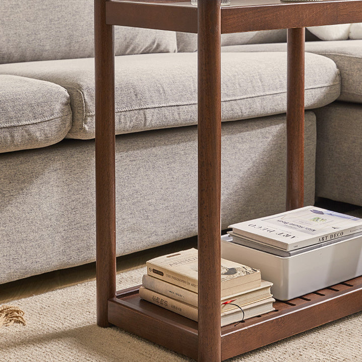 Modern Minimalist Solid Wood Rectangular End Table 2-Tiers For Living Room