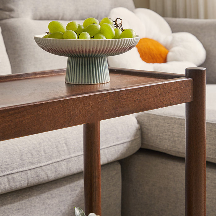 Modern Minimalist Solid Wood Rectangular End Table 2-Tiers For Living Room