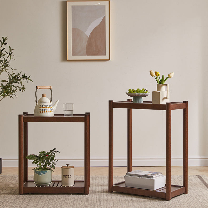 Modern Minimalist Solid Wood Rectangular End Table 2-Tiers For Living Room