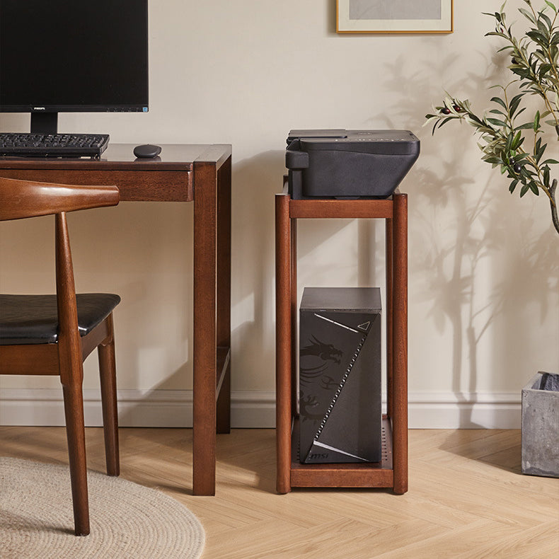 Modern Minimalist Solid Wood Rectangular End Table 2-Tiers For Living Room