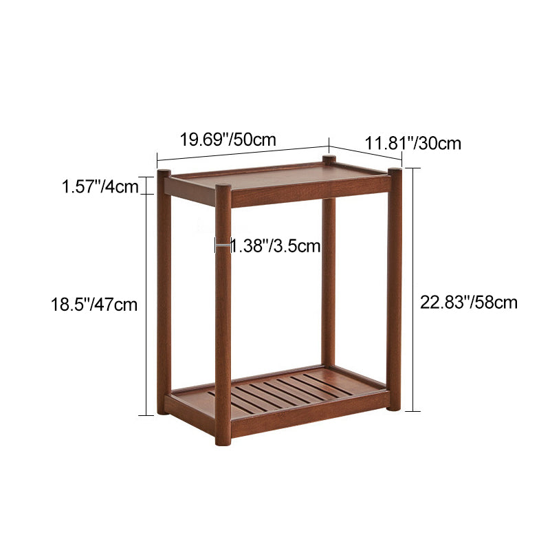 Modern Minimalist Solid Wood Rectangular End Table 2-Tiers For Living Room