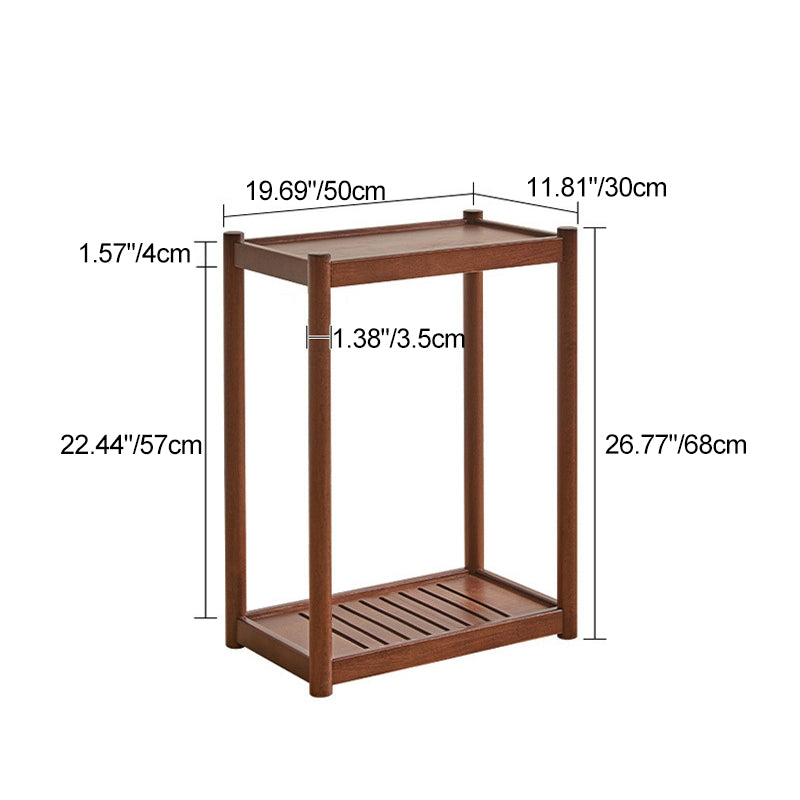 Modern Minimalist Solid Wood Rectangular End Table 2-Tiers For Living Room