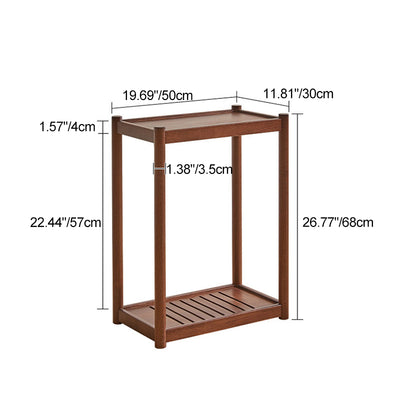 Modern Minimalist Solid Wood Rectangular End Table 2-Tiers For Living Room
