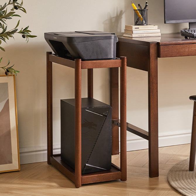 Modern Minimalist Solid Wood Rectangular End Table 2-Tiers For Living Room