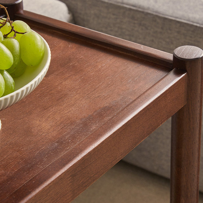 Modern Minimalist Solid Wood Rectangular End Table 2-Tiers For Living Room