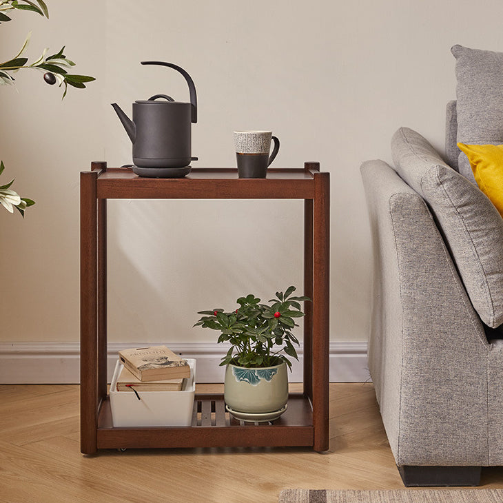 Modern Minimalist Solid Wood Rectangular End Table 2-Tiers For Living Room