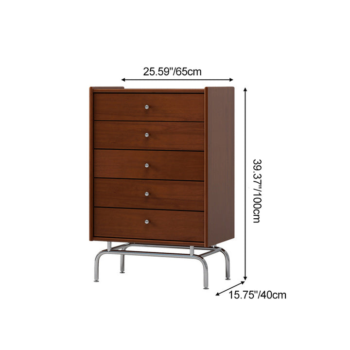 Table d'appoint rectangulaire incurvée en bois et métal scandinave contemporain à 5 tiroirs pour chambre et salon 