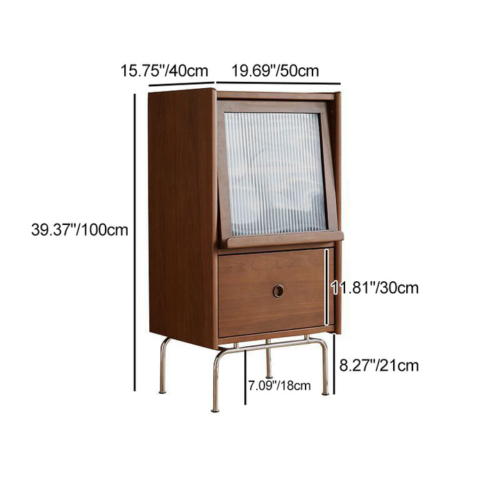 Table d'appoint rectangulaire trapézoïdale en pin vintage traditionnel en verre inoxydable à 3 niveaux pour chambre et salon 