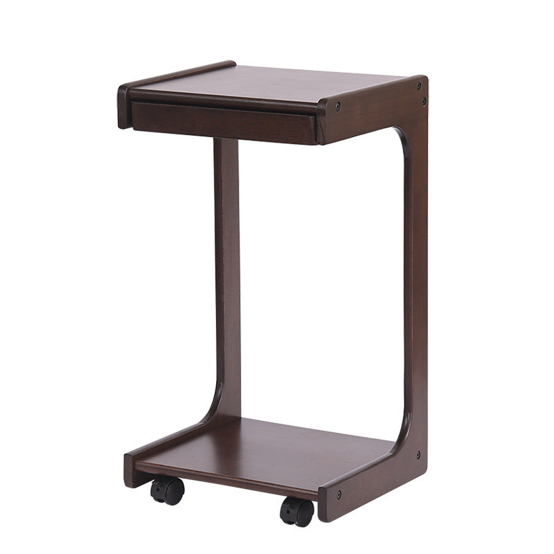 Contemporary Creative Solid Wood Rounded Square C-Shaped Side Table With 2 Tiers For Bedroom &amp; Living Room