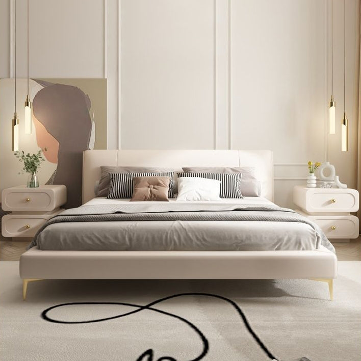 Modern Minimalist Solid Wood & Metal Rounded Square Nightstand 2-Drawer With Ball Accents For Bedroom