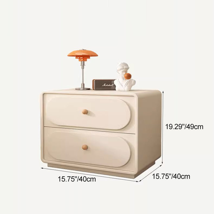 Table de nuit ovale en bois massif et métal moderne minimaliste à 2 tiroirs pour chambre 