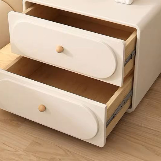 Table de nuit ovale en bois massif et métal moderne minimaliste à 2 tiroirs pour chambre 