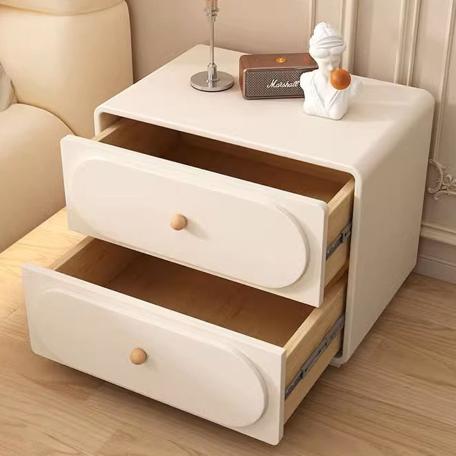 Table de nuit ovale en bois massif et métal moderne minimaliste à 2 tiroirs pour chambre 