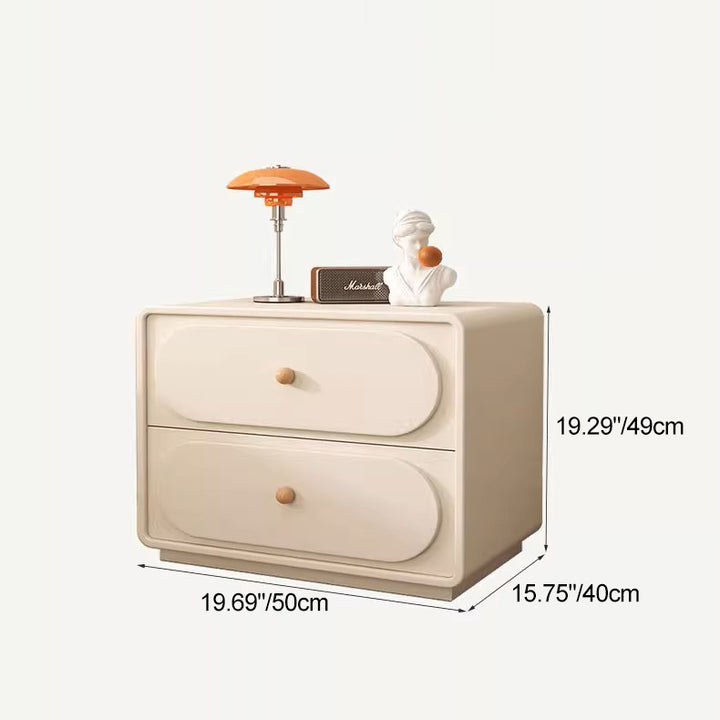 Table de nuit ovale en bois massif et métal moderne minimaliste à 2 tiroirs pour chambre 