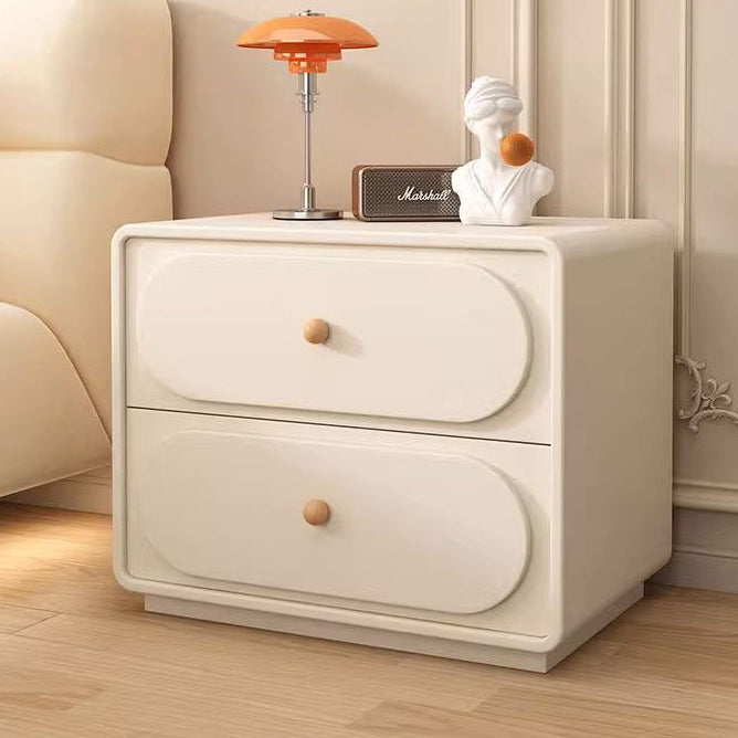 Table de nuit ovale en bois massif et métal moderne minimaliste à 2 tiroirs pour chambre 