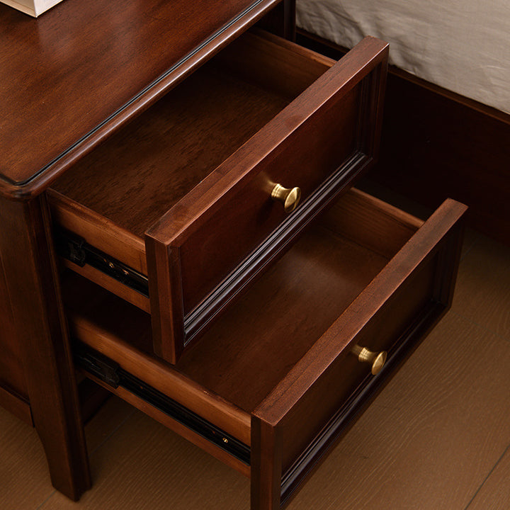 Traditional Vintage Solid Wood &amp; Metal Rounded Rectangle Nightstand 1/2/3-Drawer Bedroom Storage