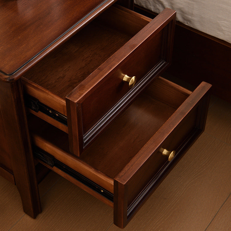 Traditional Vintage Solid Wood &amp; Metal Rounded Rectangle Nightstand 1/2/3-Drawer Bedroom Storage