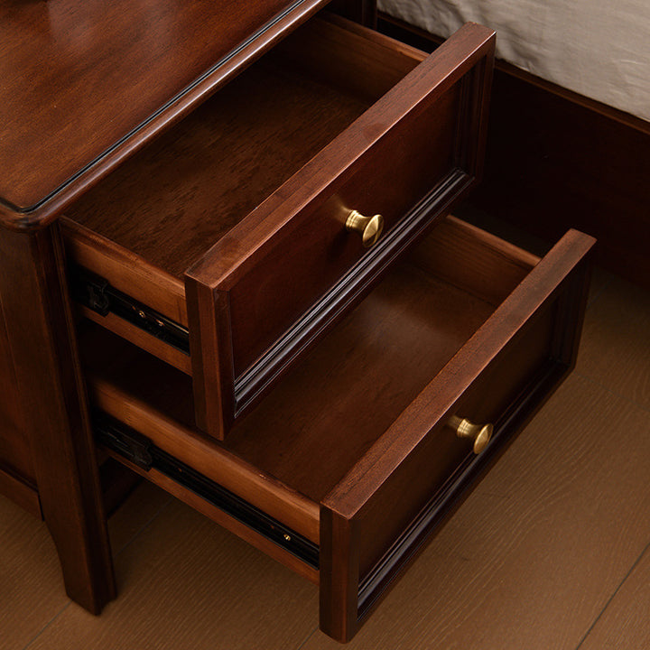 Traditional Vintage Solid Wood &amp; Metal Rounded Rectangle Nightstand 1/2/3-Drawer Bedroom Storage