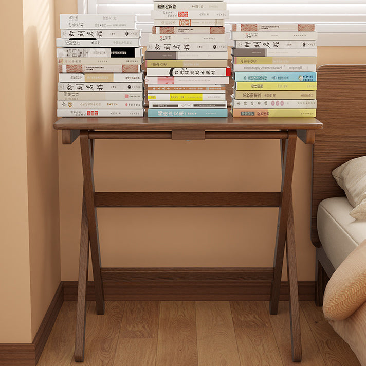 Moderner minimalistischer rechteckiger Klapptisch aus Massivholz mit X-Form für Schlafzimmer & Wohnzimmer 
