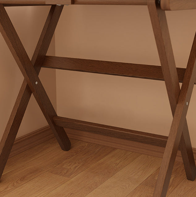 Modern Minimalist Solid Wood X-Shaped Rectangular Foldable End Table For Bedroom &amp; Living Room