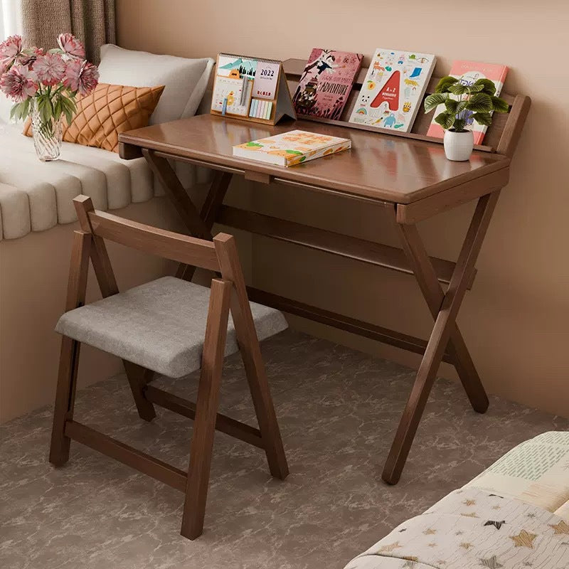 Moderner minimalistischer rechteckiger Klapptisch aus Massivholz mit X-Form für Schlafzimmer & Wohnzimmer 