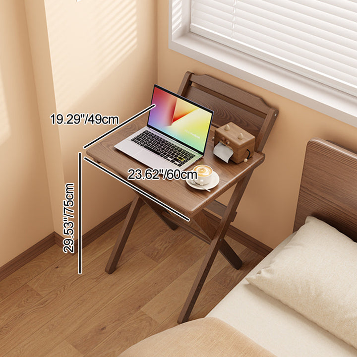 Modern Minimalist Solid Wood X-Shaped Rectangular Foldable End Table For Bedroom &amp; Living Room
