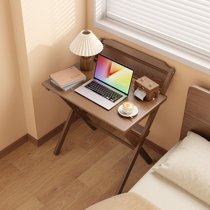 Modern Minimalist Solid Wood X-Shaped Rectangular Foldable End Table For Bedroom &amp; Living Room