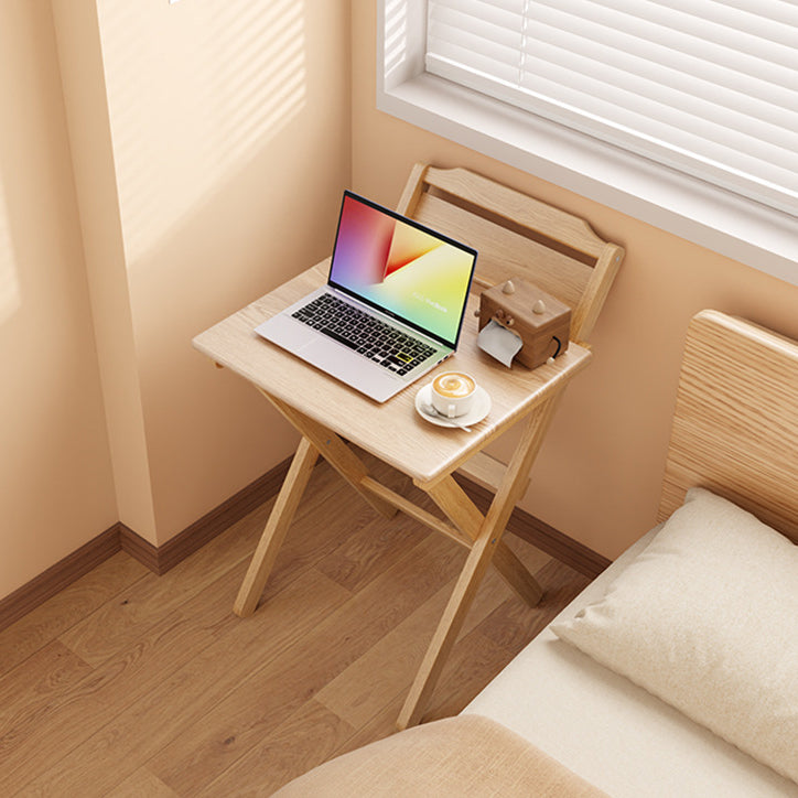 Modern Minimalist Solid Wood X-Shaped Rectangular Foldable End Table For Bedroom &amp; Living Room