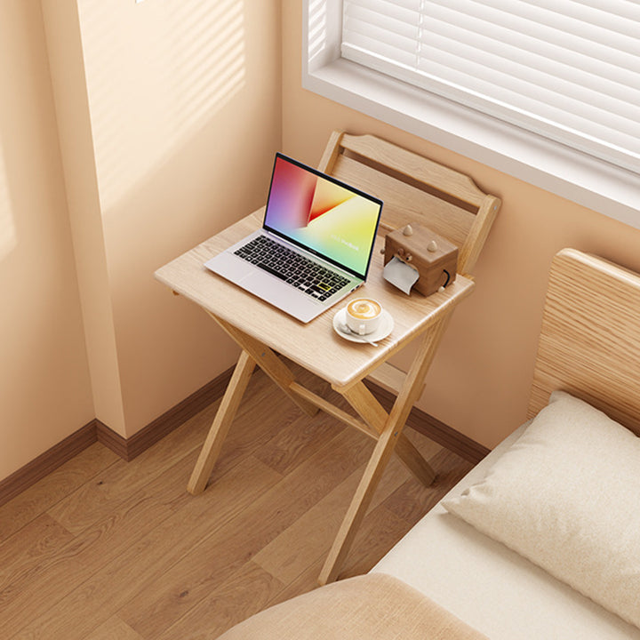 Modern Minimalist Solid Wood X-Shaped Rectangular Foldable End Table For Bedroom &amp; Living Room