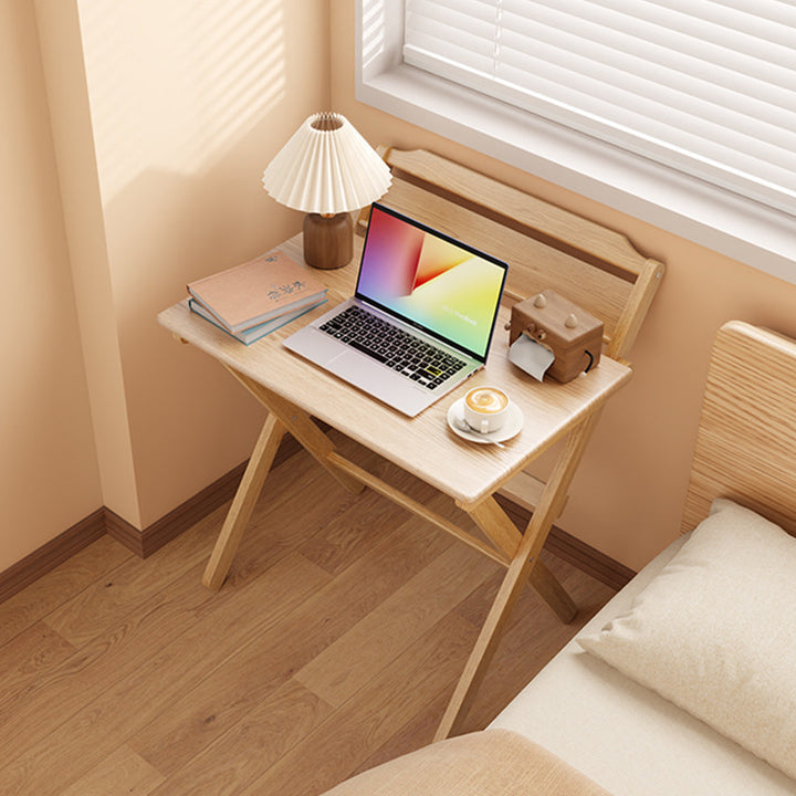 Modern Minimalist Solid Wood X-Shaped Rectangular Foldable End Table For Bedroom &amp; Living Room