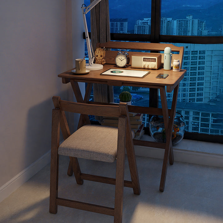 Moderner minimalistischer rechteckiger Klapptisch aus Massivholz mit X-Form für Schlafzimmer & Wohnzimmer 