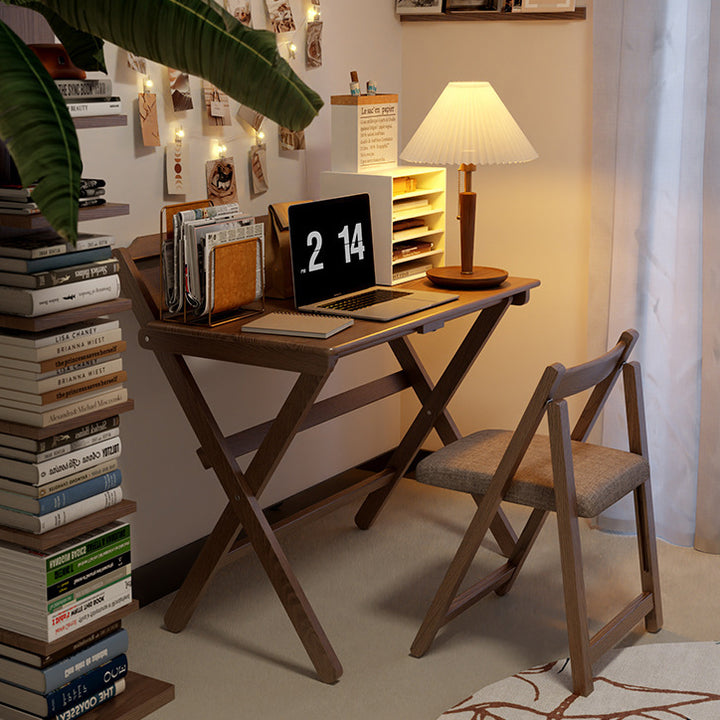 Modern Minimalist Solid Wood X-Shaped Rectangular Foldable End Table For Bedroom &amp; Living Room