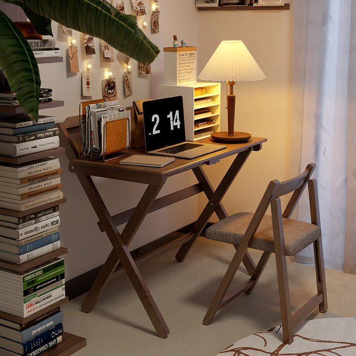 Moderner minimalistischer rechteckiger Klapptisch aus Massivholz mit X-Form für Schlafzimmer & Wohnzimmer 
