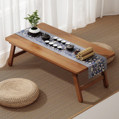 Mesa Auxiliar Rectangular Plegable de Bambú Natural Japonés Tradicional de 1 Nivel para Dormitorio y Sala de Estar 
