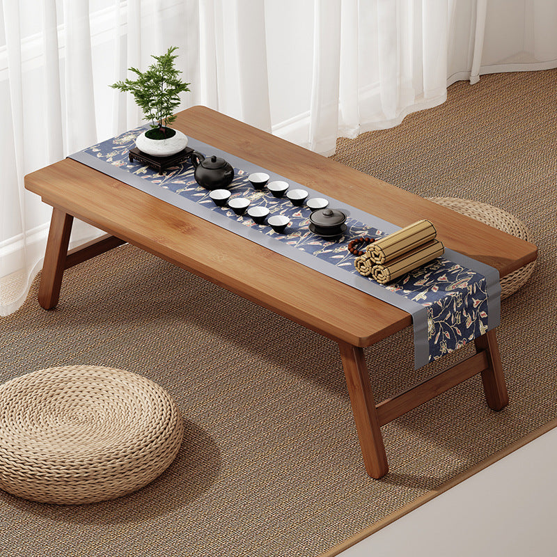 Mesa Auxiliar Rectangular Plegable de Bambú Natural Japonés Tradicional de 1 Nivel para Dormitorio y Sala de Estar 