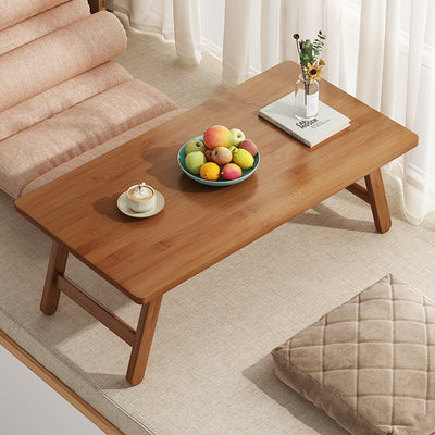 Mesa Auxiliar Rectangular Plegable de Bambú Natural Japonés Tradicional de 1 Nivel para Dormitorio y Sala de Estar 