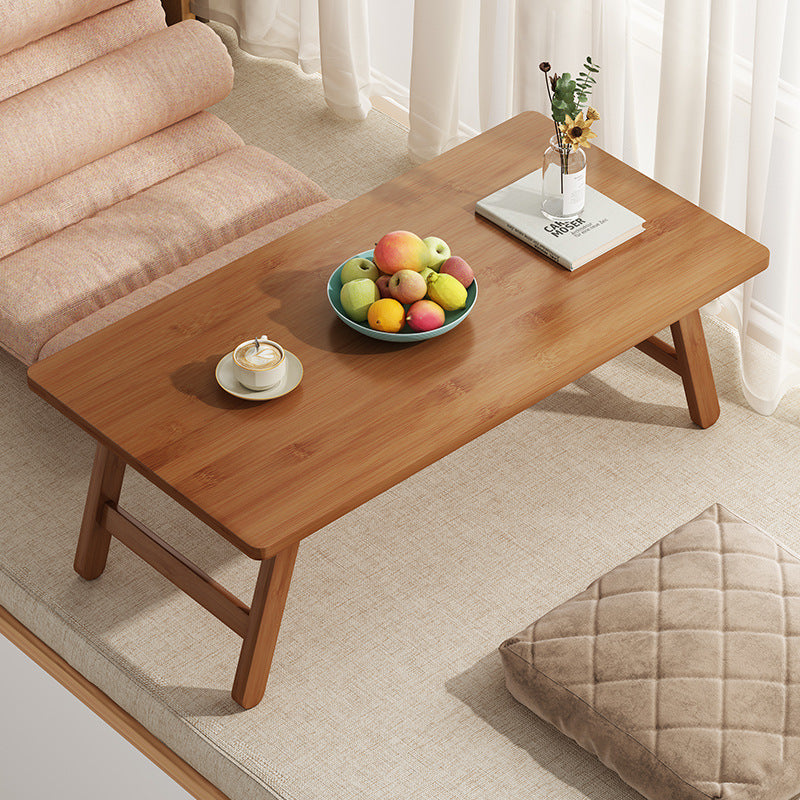 Mesa Auxiliar Rectangular Plegable de Bambú Natural Japonés Tradicional de 1 Nivel para Dormitorio y Sala de Estar 