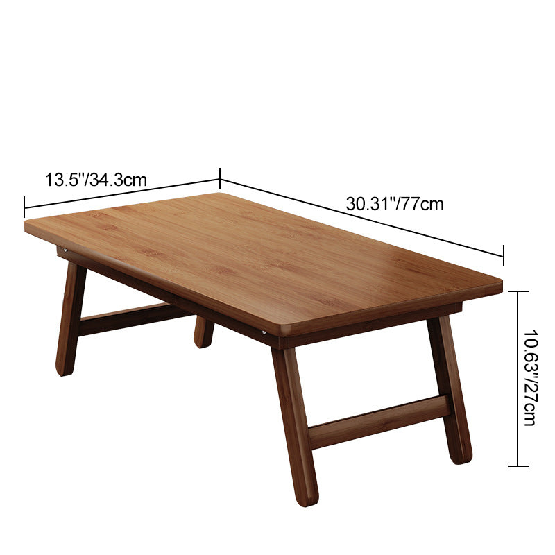 Mesa Auxiliar Rectangular Plegable de Bambú Natural Japonés Tradicional de 1 Nivel para Dormitorio y Sala de Estar 