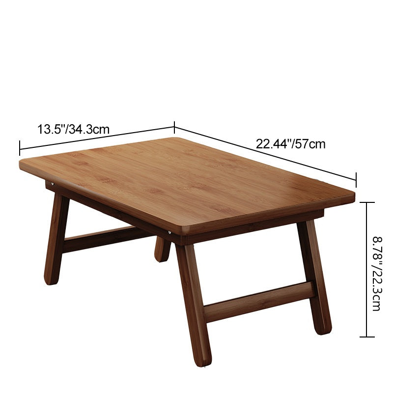 Mesa Auxiliar Rectangular Plegable de Bambú Natural Japonés Tradicional de 1 Nivel para Dormitorio y Sala de Estar 
