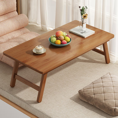 Mesa Auxiliar Rectangular Plegable de Bambú Natural Japonés Tradicional de 1 Nivel para Dormitorio y Sala de Estar 